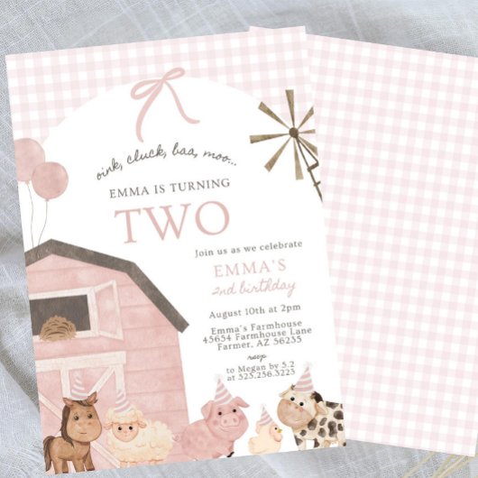 Invitation pour les 2 ans d'une fille | Animaux de