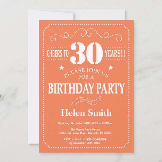 Invitation pour les 30 ans Anniversaire Corail et (Devant)