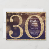Invitation pour les 30 ans avec paillettes pour un (Devant)