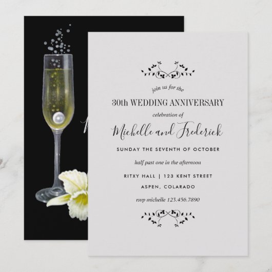 Invitation pour les 30 ans de mariage de perle (Devant / Derrière)