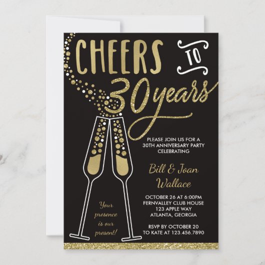 Invitation pour les 30 ans de mariage, Faux paille (Devant)