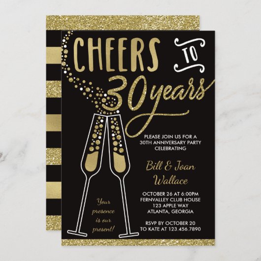 Invitation pour les 30 ans de mariage, Faux paille (Devant / Derrière)
