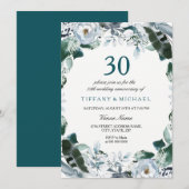 Invitation pour les 30 ans de mariage Floral Green (Devant / Derrière)