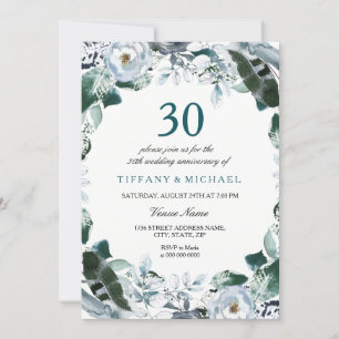 Invitation pour les 30 ans de mariage Floral Green