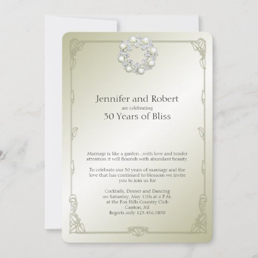 Invitation pour les 30 ans de mariage, Noces d'Or  (Devant)