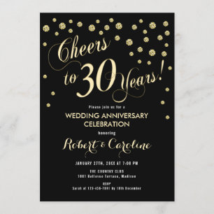 Invitation pour les 30 ans de mariage - Noir et Or