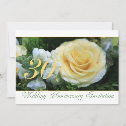 Invitation pour les 30 ans de mariage - Rose jaune (Devant)