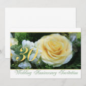Invitation pour les 30 ans de mariage - Rose jaune (Devant / Derrière)