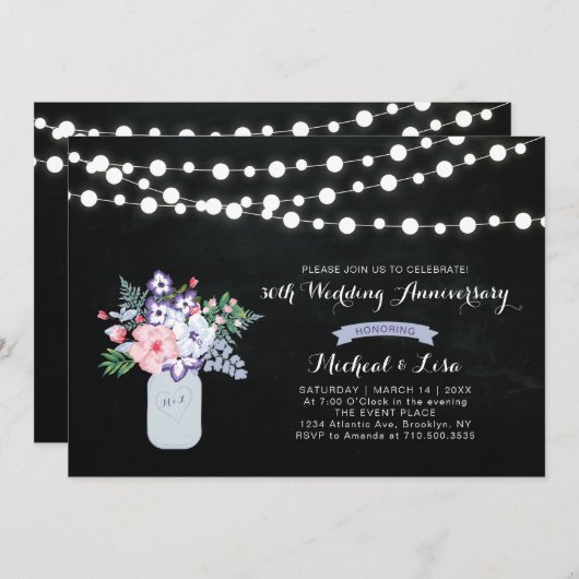 Invitation pour les 30 ans de mariage sur tableau (Devant / Derrière)