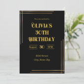 Invitation pour les 30 ans – Noir & Or | Élégant (Debout devant)