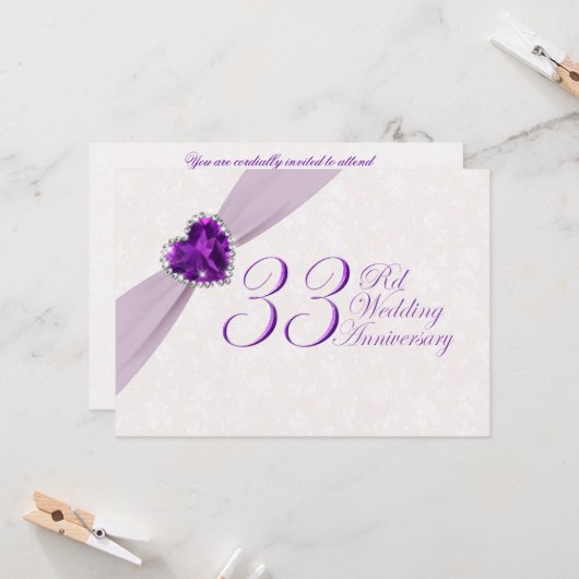 Invitation pour les 33 ans de mariage de Damas (Devant/Arrière en situation)