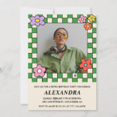 Invitation pour les 33 ans Fleurs Rétro Groovy (Devant)