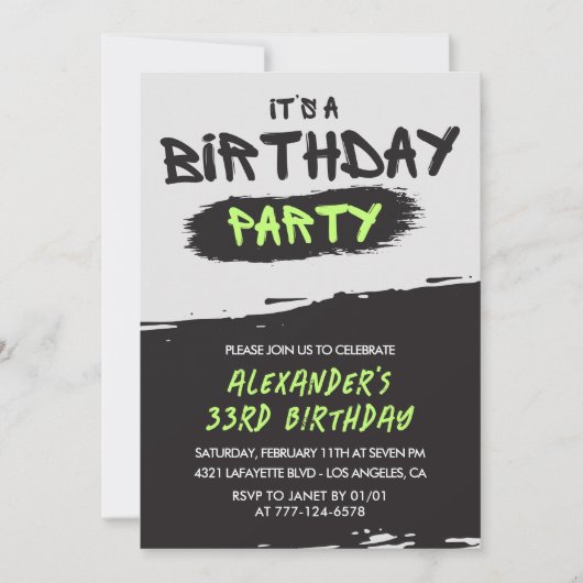Invitation pour les 33 ans Graffiti Hommes Peintur (Devant)