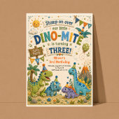 Invitation pour les 3 ans avec dinosaure