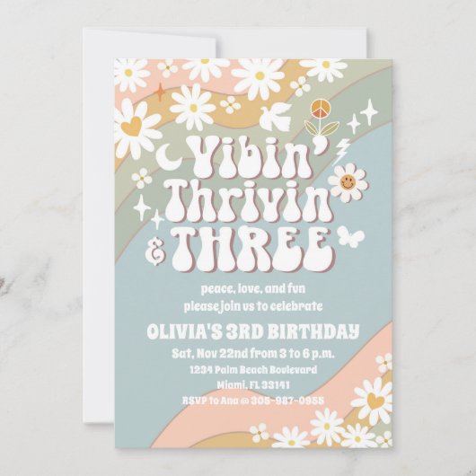 Invitation pour les 3 ans de Retro Daisy (Devant)