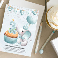 Invitation pour les 3 ans du petit garçon éléphant