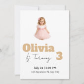 Invitation pour les 3 ans d'une fille (Devant)