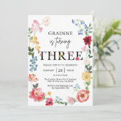 Invitation pour les 3 ans d'une fille thème Wildfl (Debout devant)