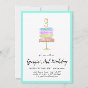 Invitation pour les 3 ans   Gâteau arc-en-ciel