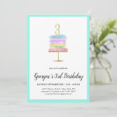 Invitation pour les 3 ans | Gâteau arc-en-ciel (Debout devant)