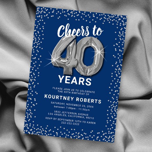Invitation pour les 40 ans Bleu & Argent