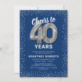 Invitation pour les 40 ans Bleu & Argent (Devant)