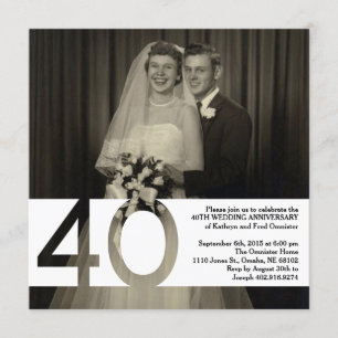 Invitation pour les 40 ans de mariage 5,25 x 5,25