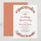 Invitation pour les 40 ans de mariage à thème flor (Devant / Derrière)