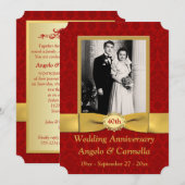 Invitation pour les 40 ans de mariage avec un ruba (Devant / Derrière)