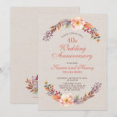 Invitation pour les 40 ans de mariage avec un thèm (Devant / Derrière)