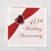 Invitation pour les 40 ans de mariage - Damask (Devant / Derrière)