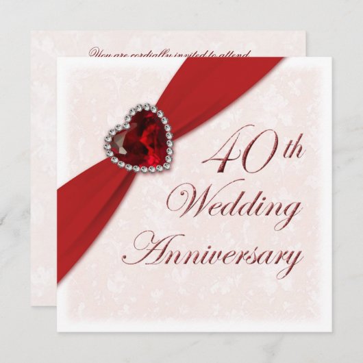 Invitation pour les 40 ans de mariage - Damask (Devant / Derrière)