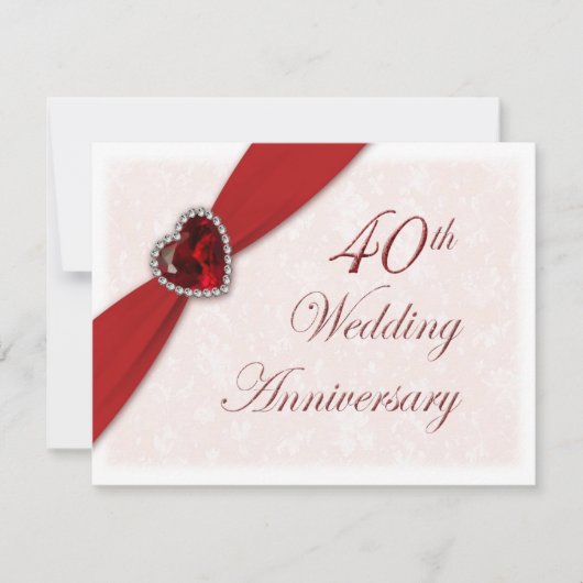 Invitation pour les 40 ans de mariage - Damassé (Devant)