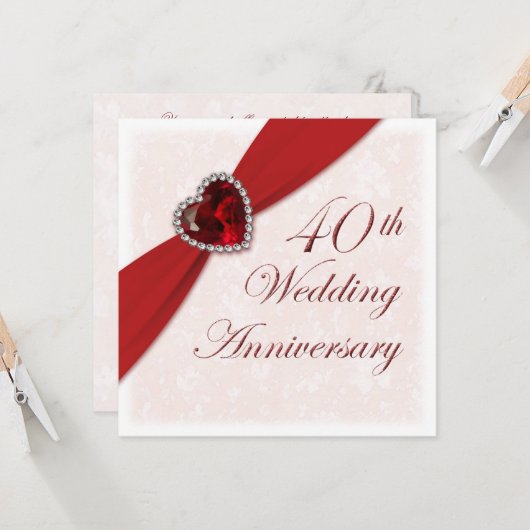 Invitation pour les 40 ans de mariage de Damask (Devant/Arrière en situation)