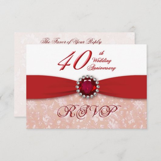 Invitation pour les 40 ans de mariage de mariage e (Devant / Derrière)