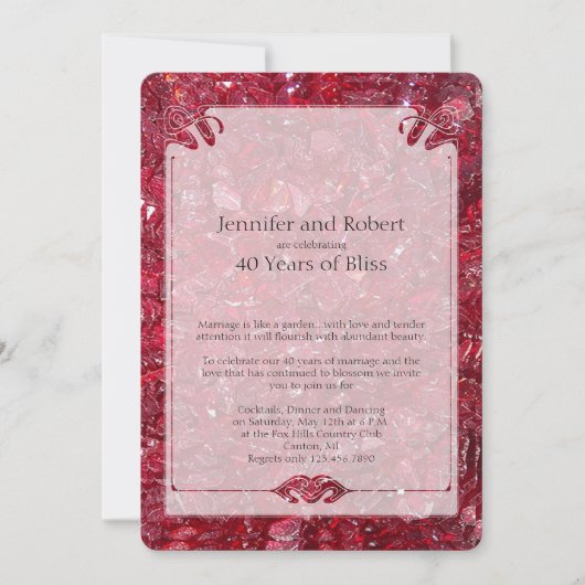 Invitation pour les 40 ans de mariage de Ruby (Devant)