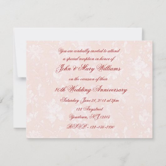 Invitation pour les 40 ans de mariage en Damassé d (Dos)