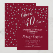 Invitation pour les 40 ans de mariage en rouge rub (Devant / Derrière)