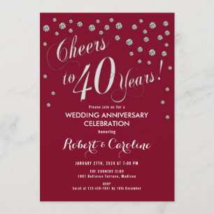 Invitation pour les 40 ans de mariage en rouge rub