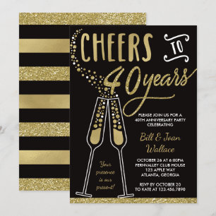 Invitation pour les 40 ans de mariage, faux brilla