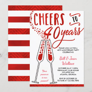 Invitation pour les 40 ans de mariage, Faux Glitte