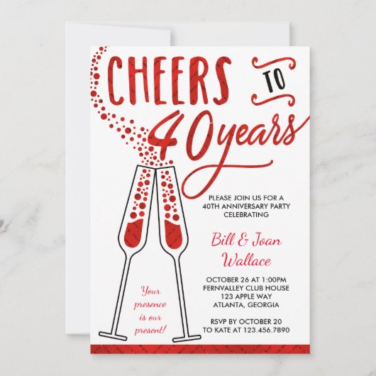 Invitation pour les 40 ans de mariage, Faux paille (Devant)