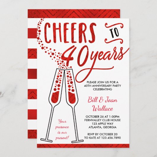 Invitation pour les 40 ans de mariage, Faux paille (Devant / Derrière)