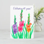 Invitation pour les 40 ans de mariage Gladiolus (Debout devant)