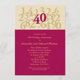Invitation pour les 40 ans de mariage - Noces de R