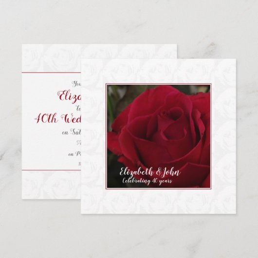 Invitation pour les 40 ans de mariage Noces de Rub (Devant / Derrière)