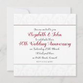 Invitation pour les 40 ans de mariage rose rouge - (Dos)