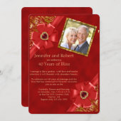 Invitation pour les 40 ans de mariage - Rouge et O (Devant / Derrière)