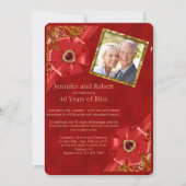Invitation pour les 40 ans de mariage Rouge et Or (Devant)