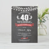 Invitation pour les 40 ans de mariage. Rouge rubis (Debout devant)